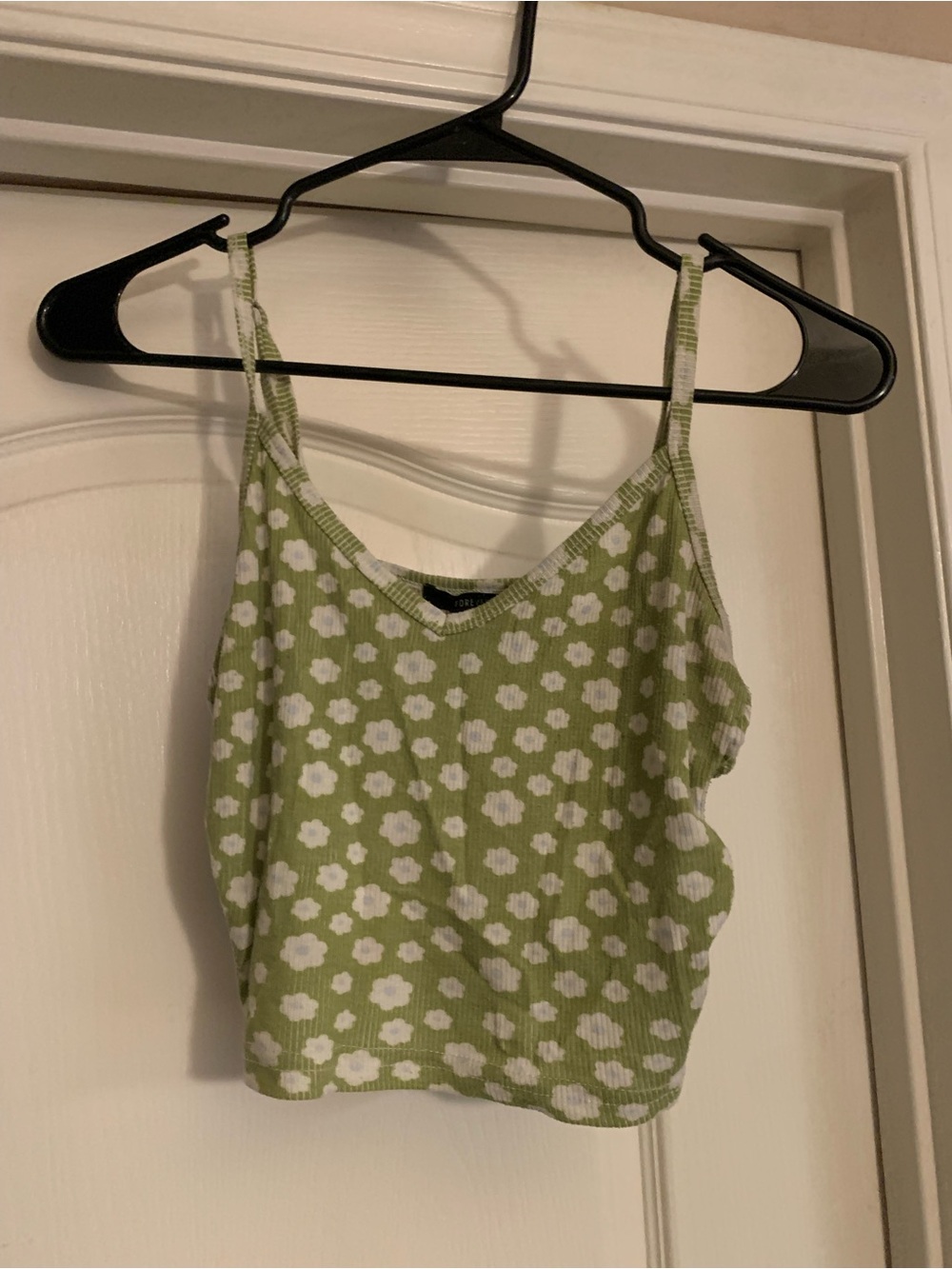 Forever 21 Green and White Floral Knit Camisole